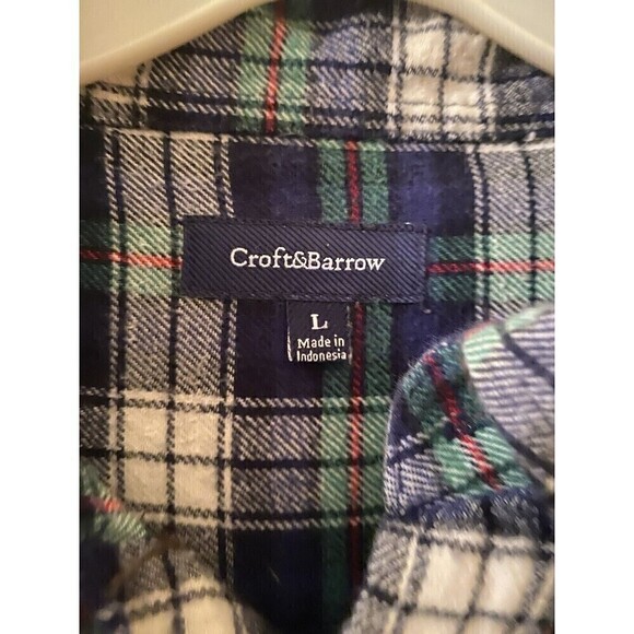 Croft&Barrow Green&Blue Men's Flannel Button-Down Shirt. Sz.L - Picture 3 of 4
